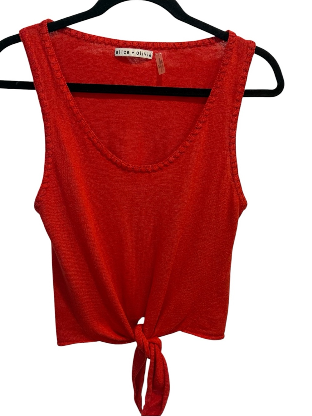Alice + Olivia Jacinda Tie-Front Tank Top, Bright Ruby - Picture 7 of 12